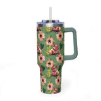 40oz Floral Squonk Tumbler — Insulated Vacuum Travel Mug