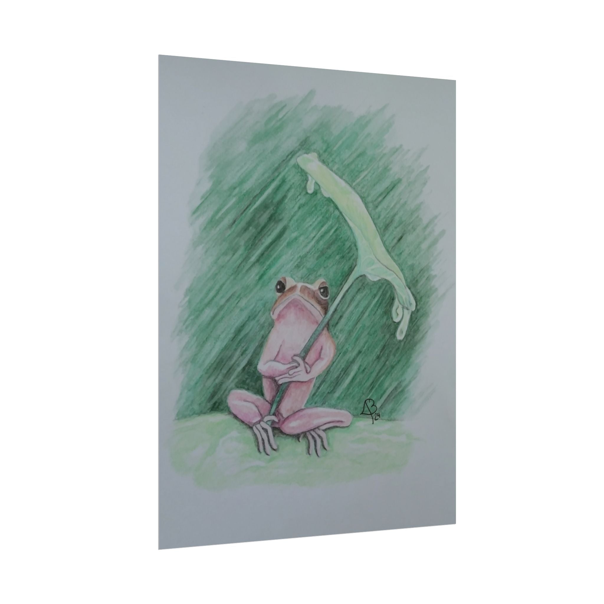 Whimsical Pink Frog Art Print for Nursery & Nature Lovers