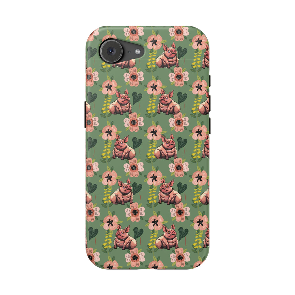 Floral Squonk Pattern Impact Phone Case — Protective iPhone Cover with Pink Flowers