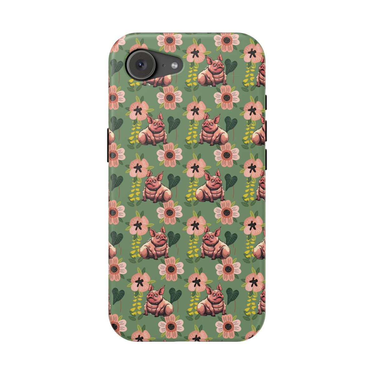 Floral Squonk Pattern Impact Phone Case — Protective iPhone Cover with Pink Flowers