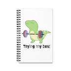 Trying My Best Spiral Journal — Cute Dino Motivational Notebook for School & Fitness