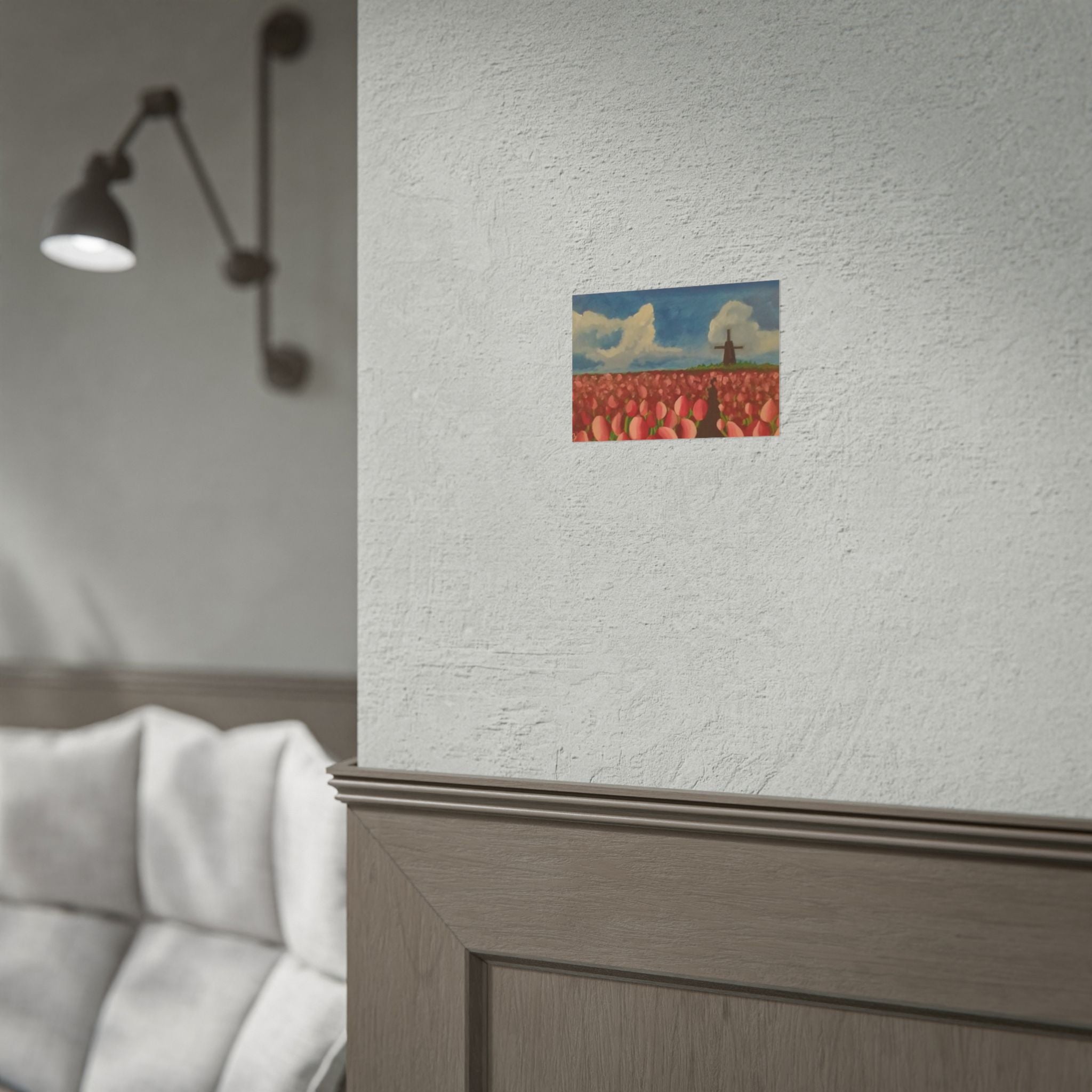 Rolled Poster — Tulip Field Landscape Print with Windmill