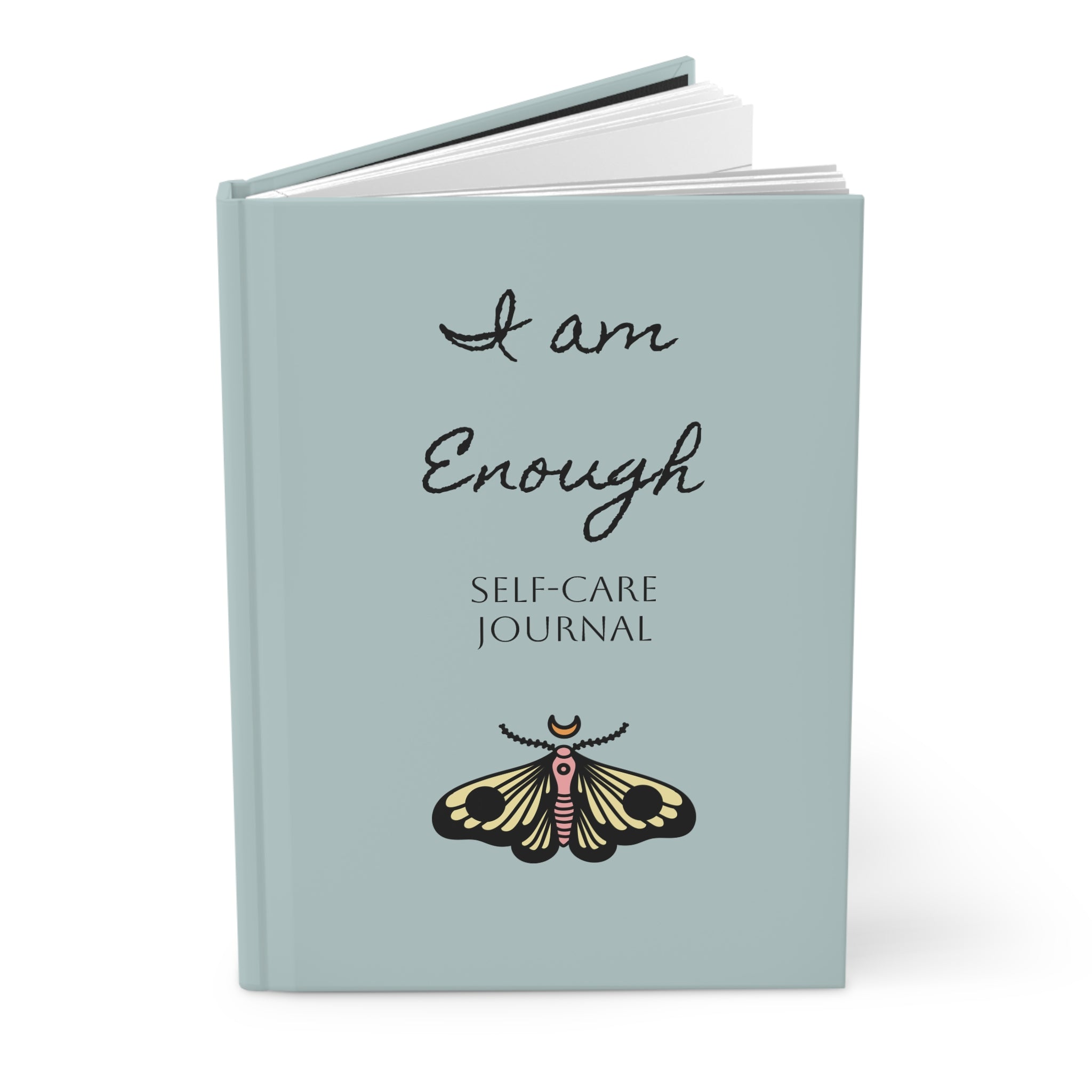 Personalize it! Self-Care Journal Hardcover — "I Am Enough" Affirmation Notebook with Moth Design