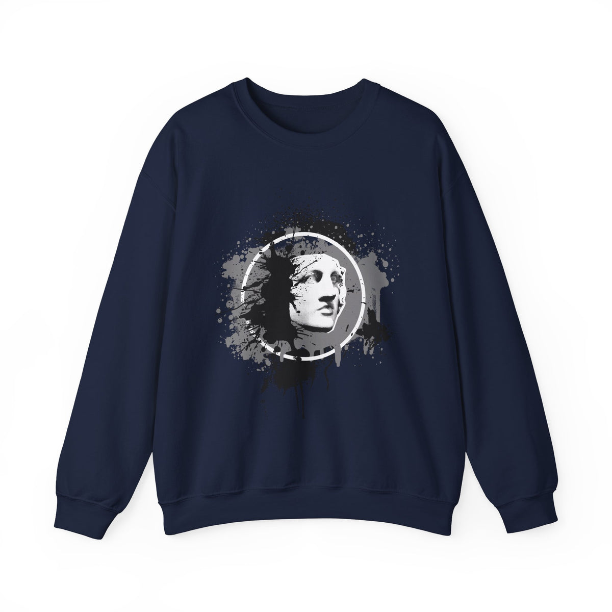 Classical Statue Ink-Splash Crewneck Sweatshirt