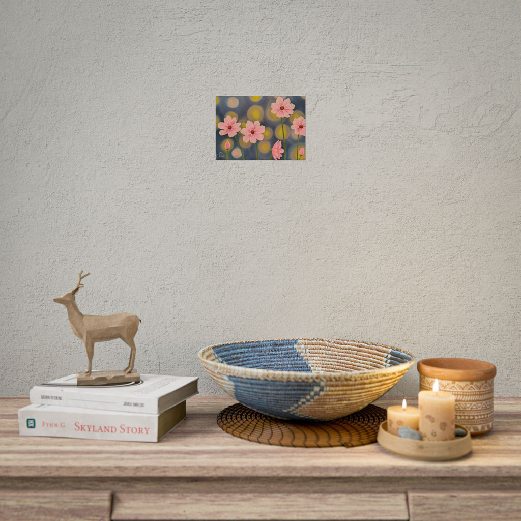 Backlit Flowers Poster — Rolled Wall Art with Bokeh Lights