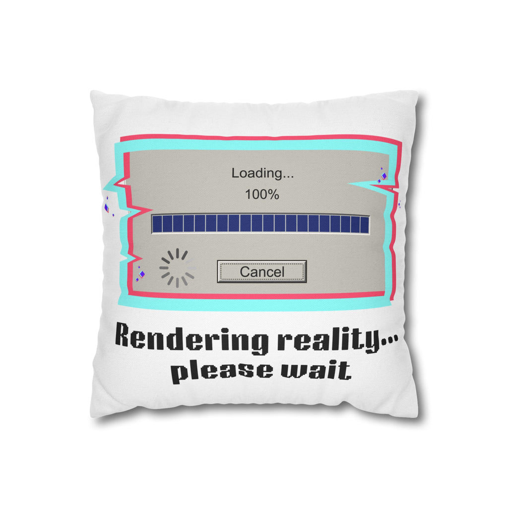 Square Pillowcase — "Rendering Reality... Please Wait" Retro Loading Bar Decorative Pillowcase