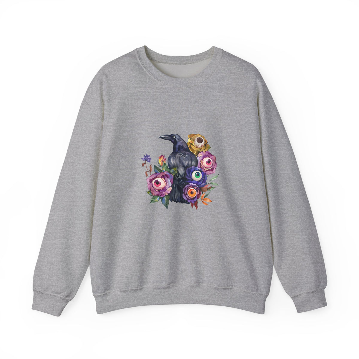 Surreal Raven & Wildflowers Crewneck Sweatshirt
