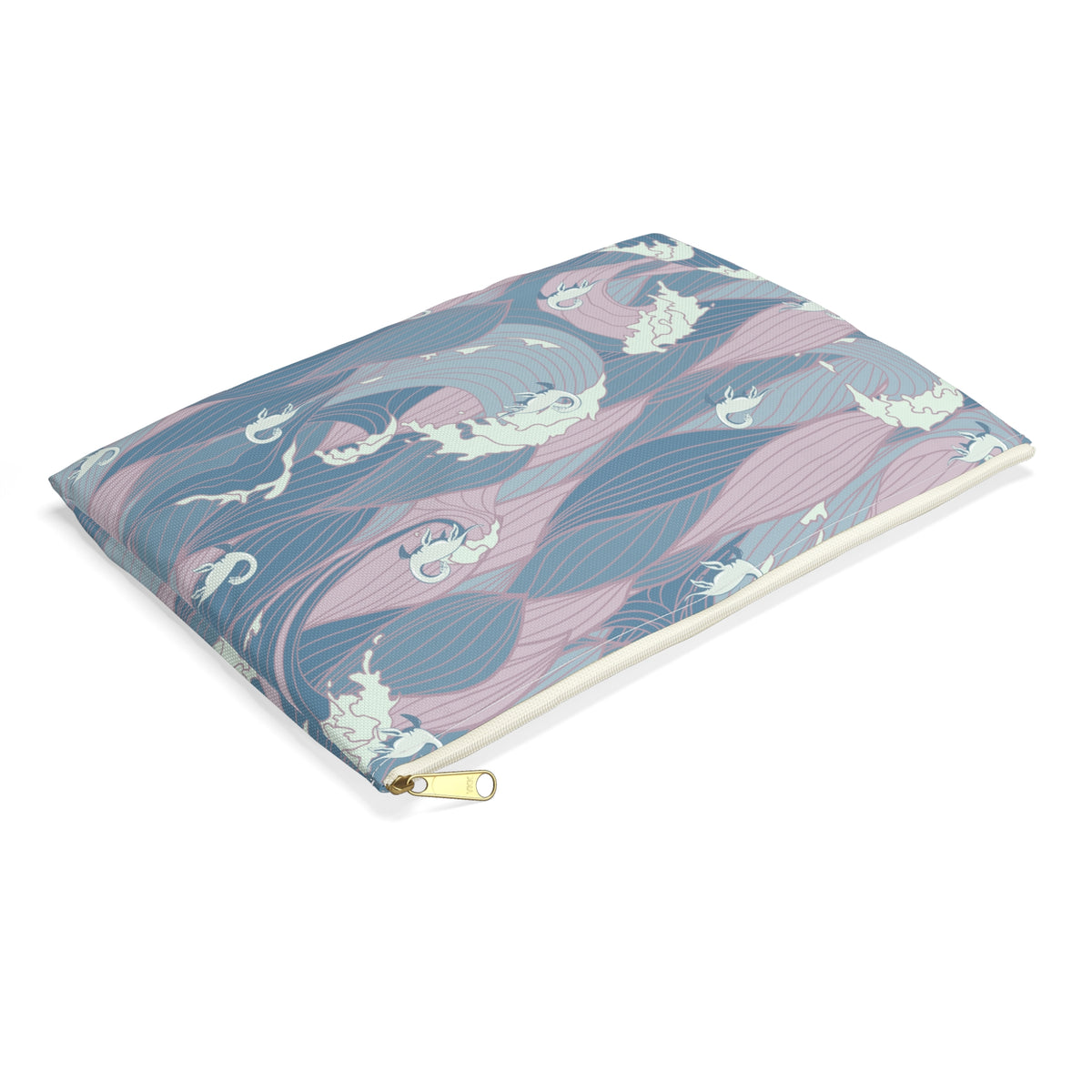 Nessie Waves Pattern Accessory Pouch — Pastel Ocean Waves Makeup Bag