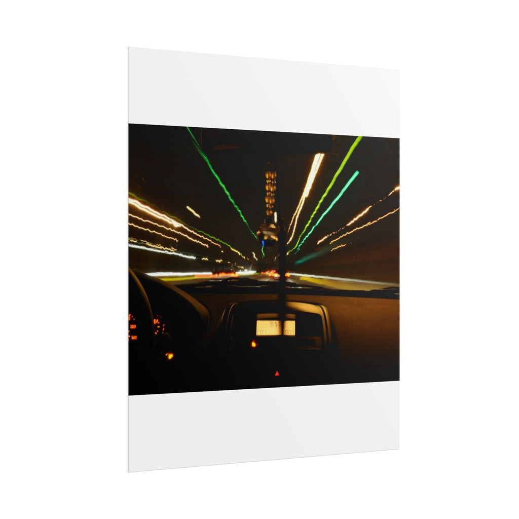 Night Drive Light Trails Poster - Rolled Wall Art