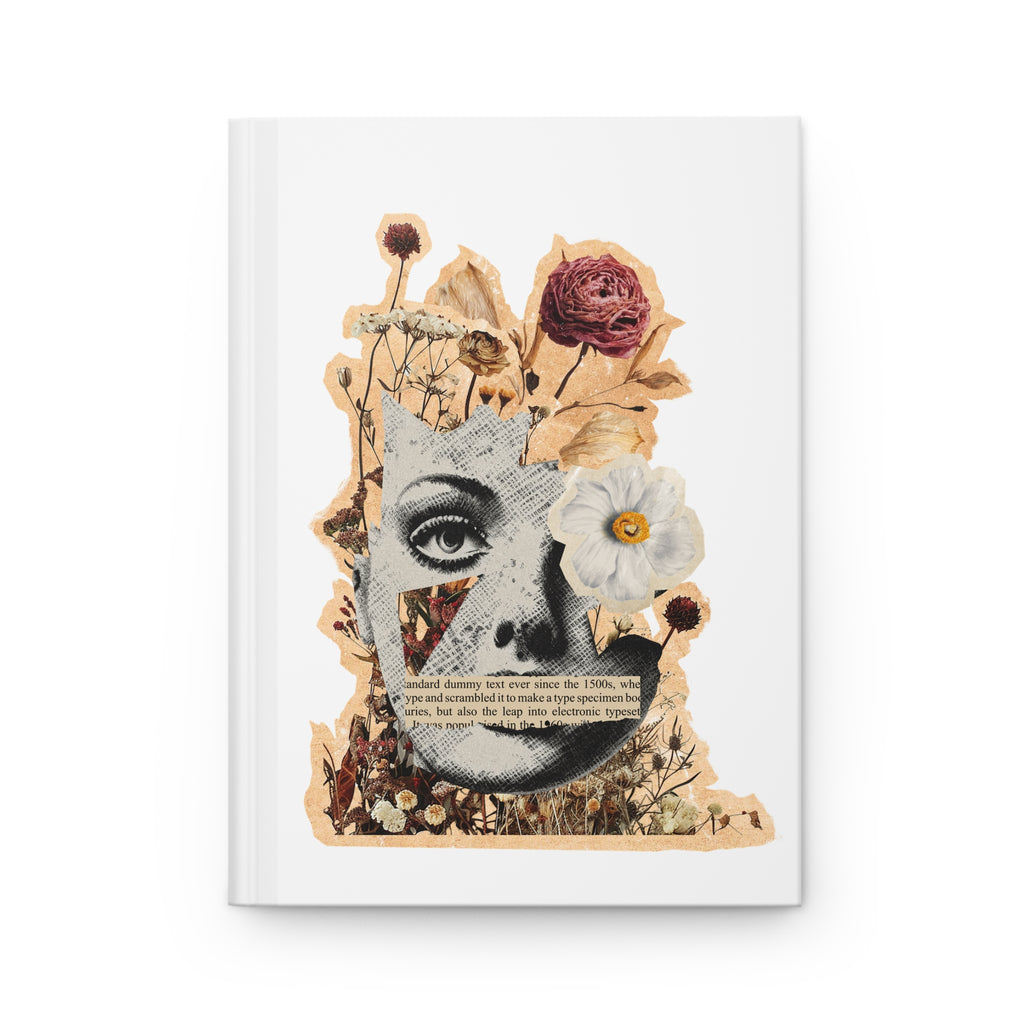 Vintage Collage Hardcover Journal — 'Shut up & be pretty' Botanical Face Art Notebook