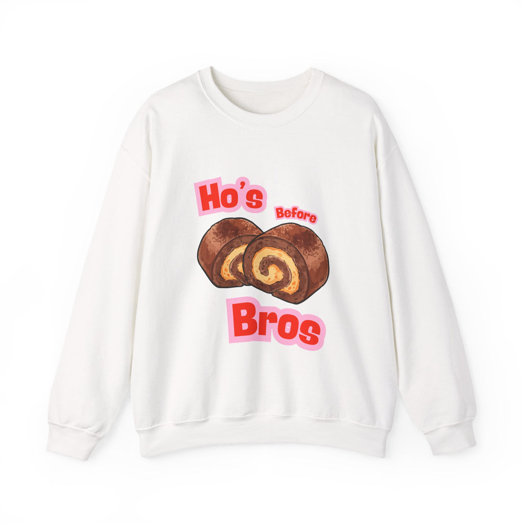 Crewneck Sweatshirt — "Ho's Before Bros" Food Pun Graphic
