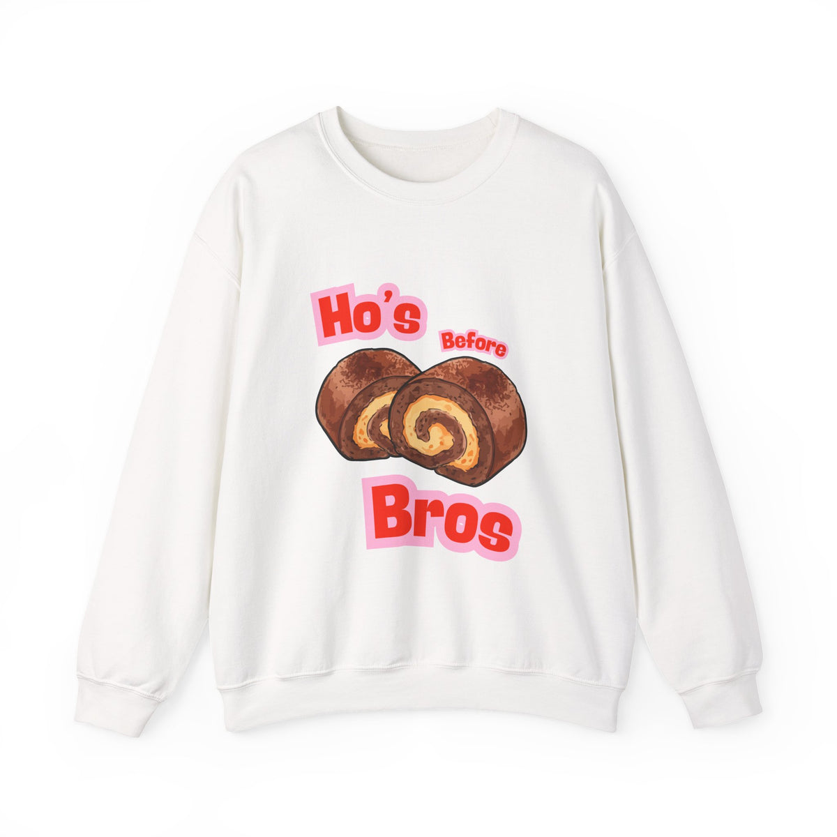 Crewneck Sweatshirt — "Ho's Before Bros" Food Pun Graphic