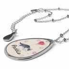 Personalized Pet Oval Necklace – Custom Name Paw Print Memorial Pendant