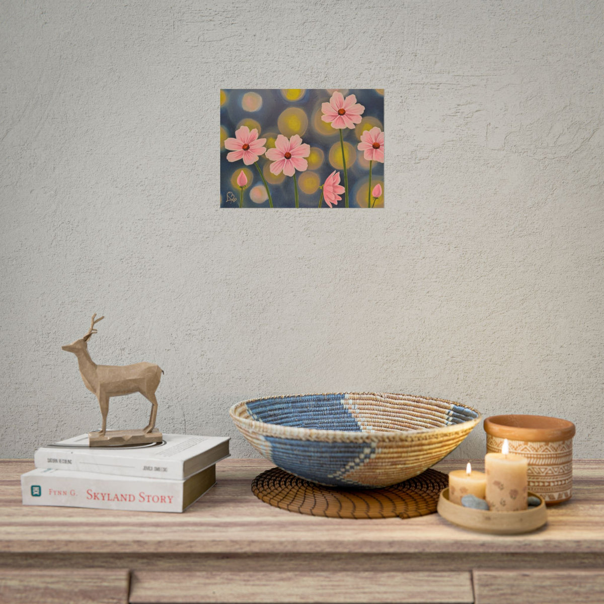 Backlit Flowers Poster — Rolled Wall Art with Bokeh Lights