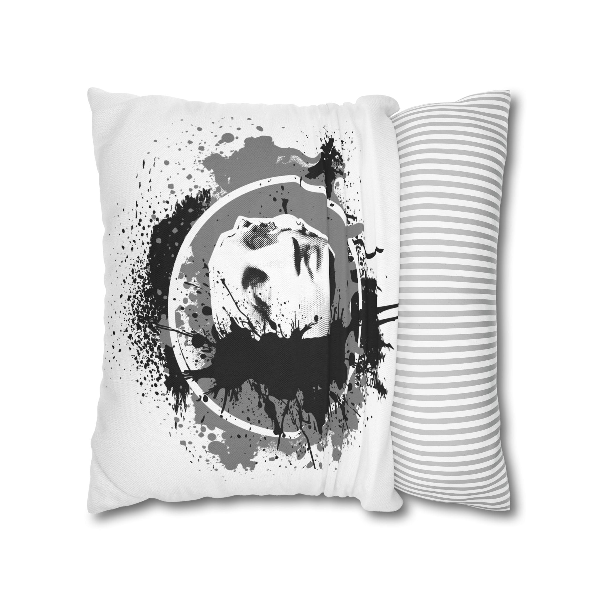 Statue Splash Art Pillow — Black Ink Splash Decorative Throw Pillow