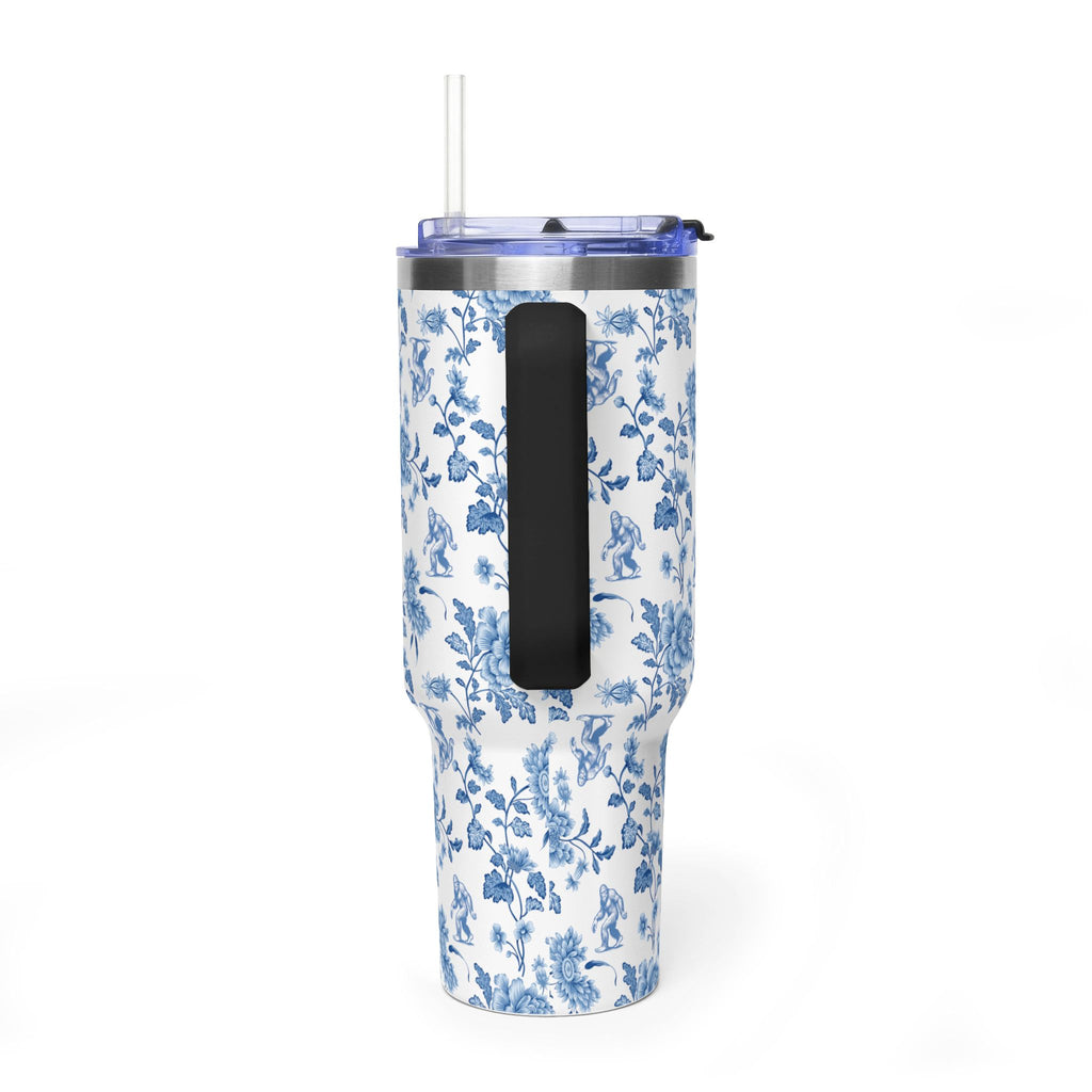 40oz Bigfoot Floral Vacuum Tumbler – Insulated Travel Mug with Straw
