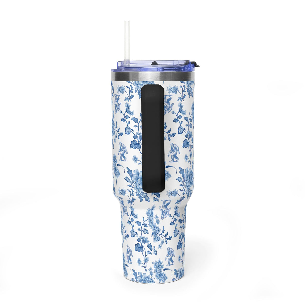 40oz Bigfoot Floral Vacuum Tumbler – Insulated Travel Mug with Straw