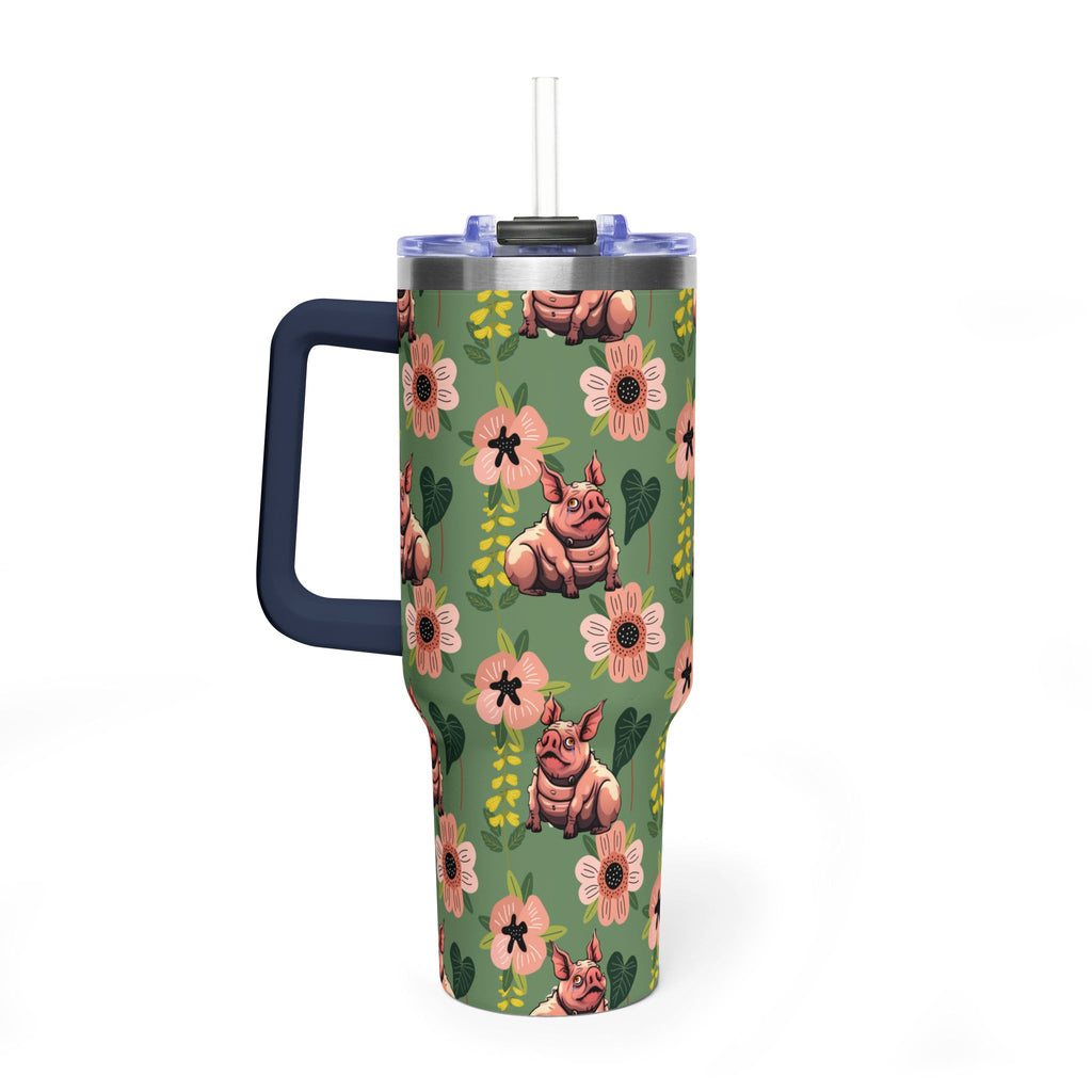 40oz Floral Squonk Tumbler — Insulated Vacuum Travel Mug