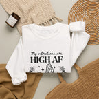 Crewneck Sweatshirt — "My Vibrations Are HIGH AF" Crystal Moon Graphic