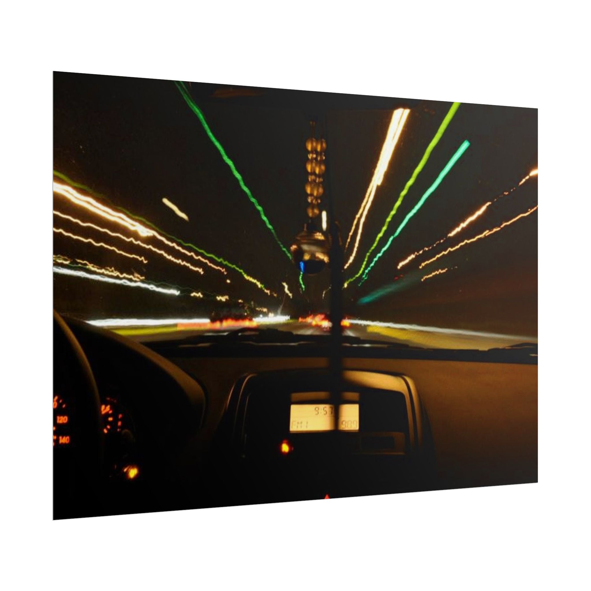 Night Drive Light Trails Poster - Rolled Wall Art