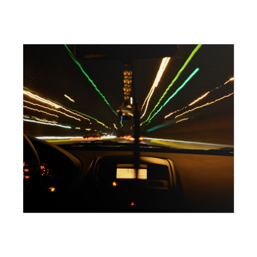 Night Drive Light Trails Poster - Rolled Wall Art