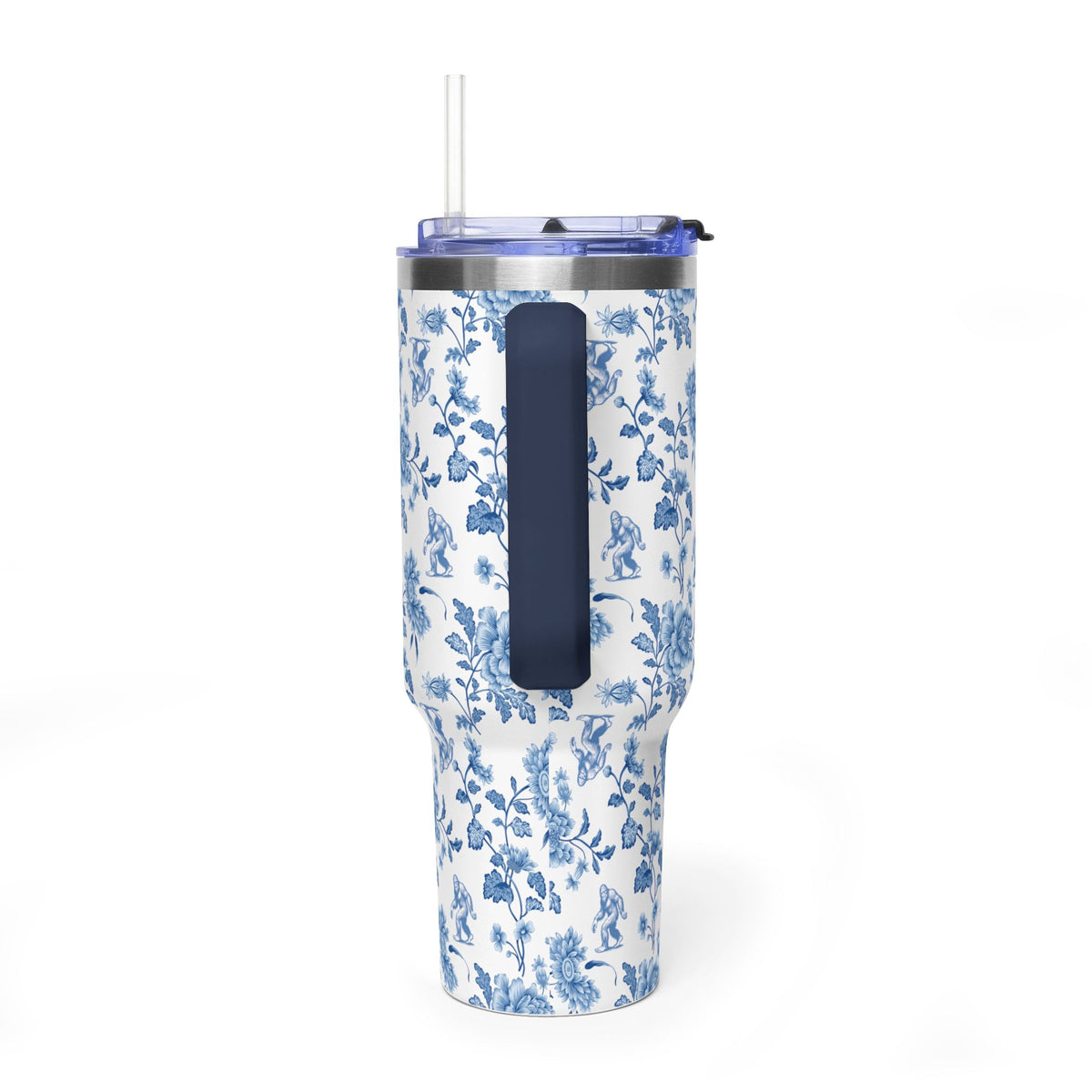 40oz Bigfoot Floral Vacuum Tumbler – Insulated Travel Mug with Straw