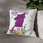 Cute Purple Bat Cat Pillow — "The Horrors Persist But So Do I" Decorative Throw Pillow