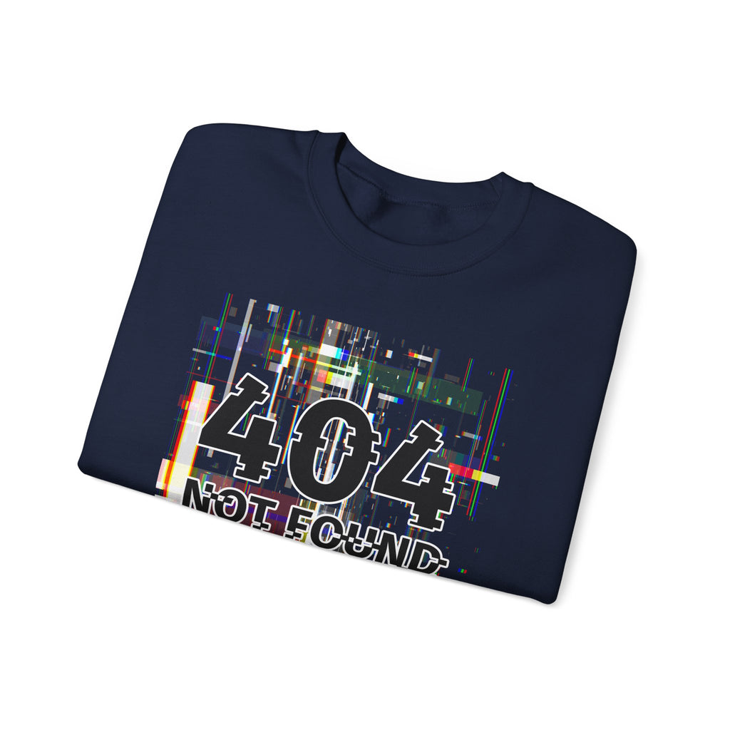 404 Not Found Crewneck Sweatshirt — Glitch Tech Graphic Pullover