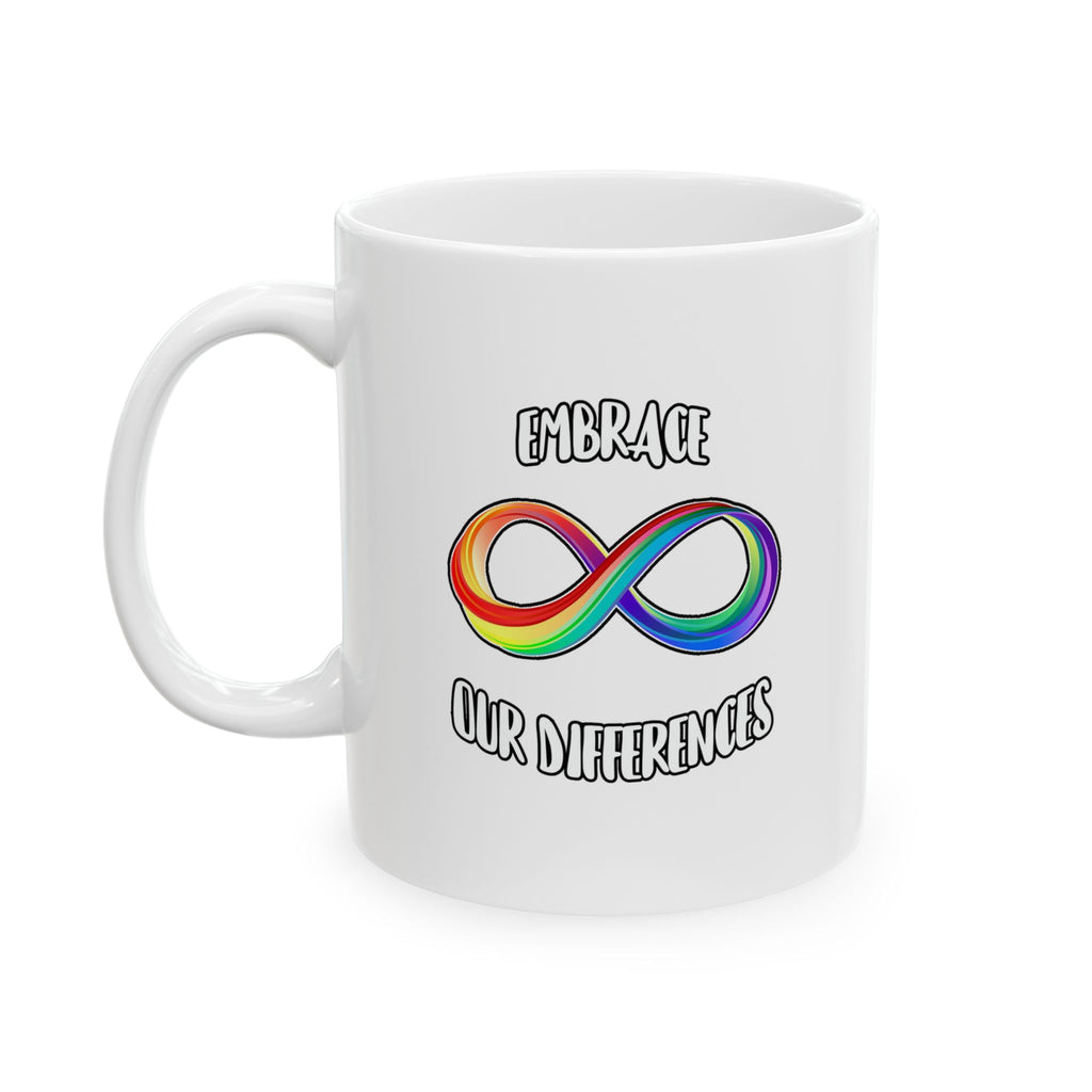 Embrace Our Differences Ceramic Mug — Funny LGBTQ+ Pride Coffee Cup (11oz & 15oz)