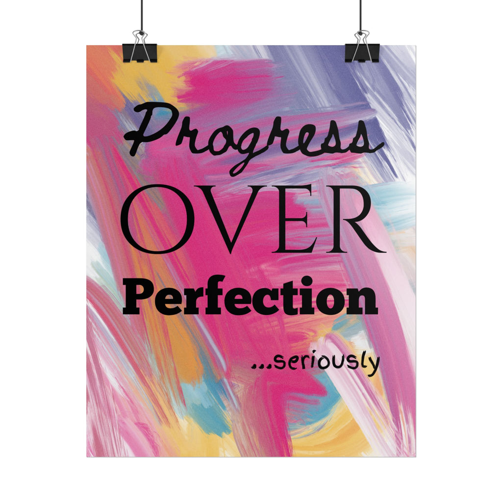 "Progress Over Perfection" – Motivational Wall Art for Office, Studio & Classroom