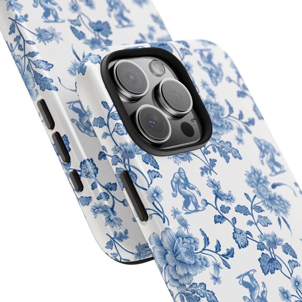 Bigfoot Floral Porcelain Tough Phone Case — Vintage Delft Pattern Protective Phone Case