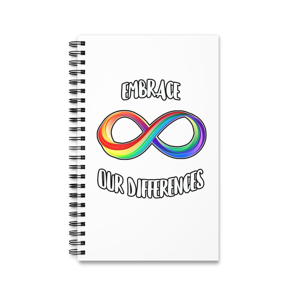 Spiral Journal — "Embrace Our Differences" Rainbow Infinity Notebook