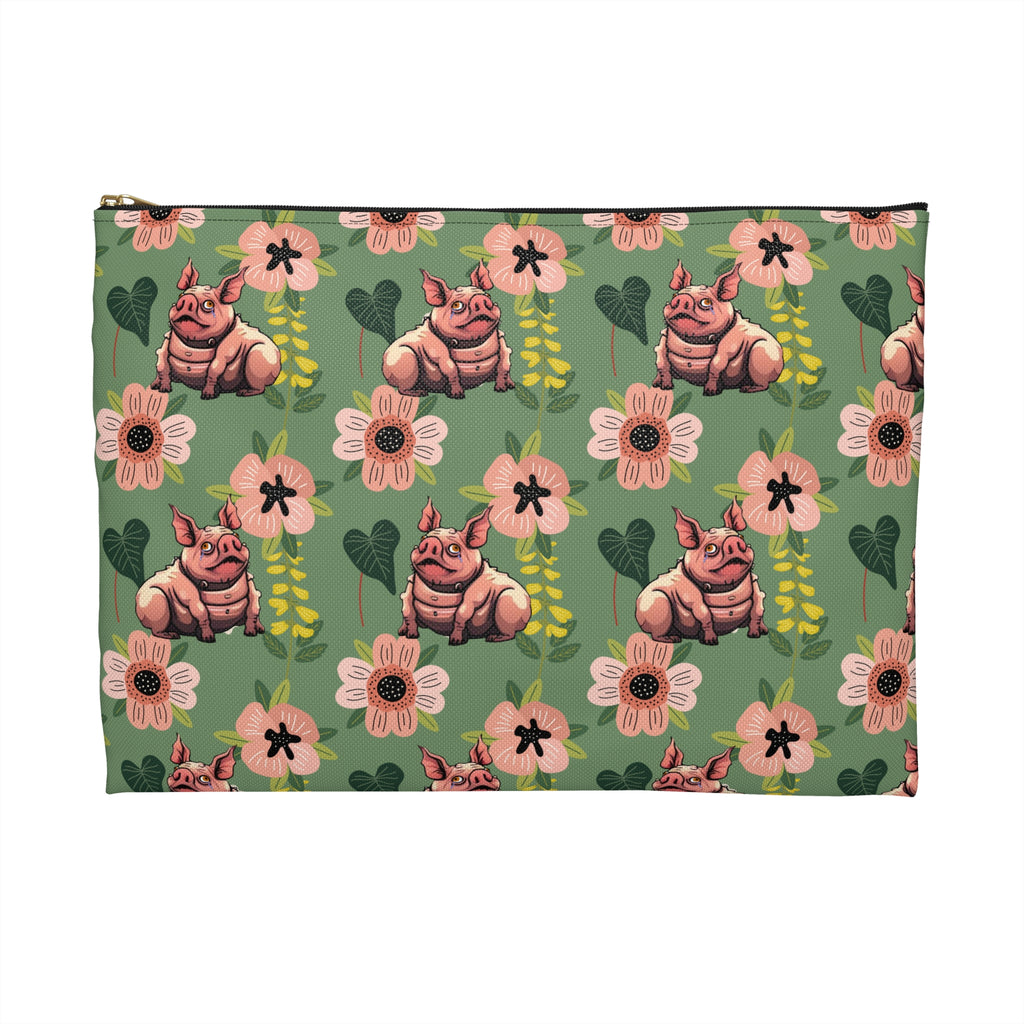 Floral Squonk Accessory Pouch — Cute Cryptid Makeup & Travel Zipper Bag