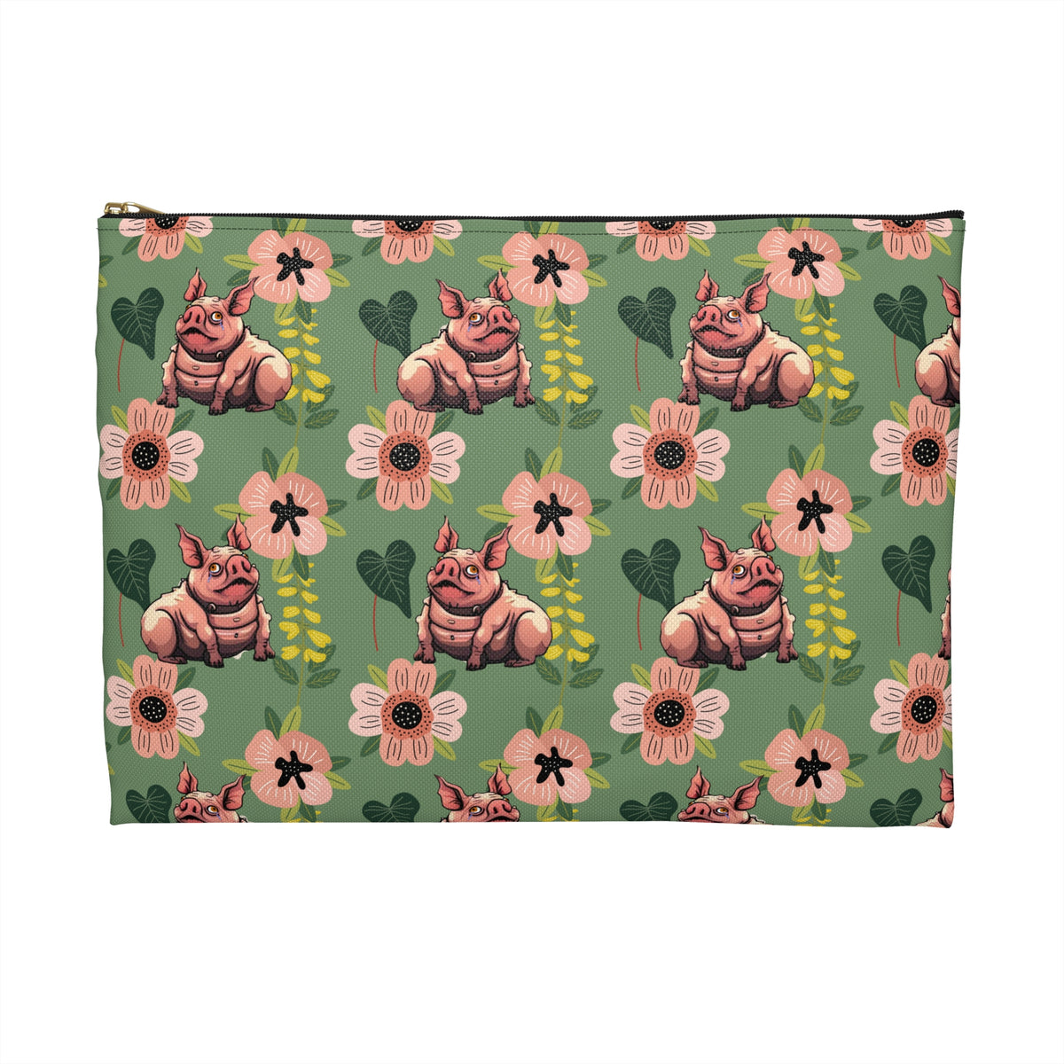 Floral Squonk Accessory Pouch — Cute Cryptid Makeup & Travel Zipper Bag
