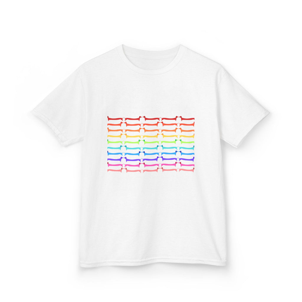 Youth Rainbow Dachshund Pattern Cute Dog Graphic Tee