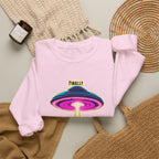 Crewneck Sweatshirt — "Finally We Found Intelligent Life" Neon UFO Graphic