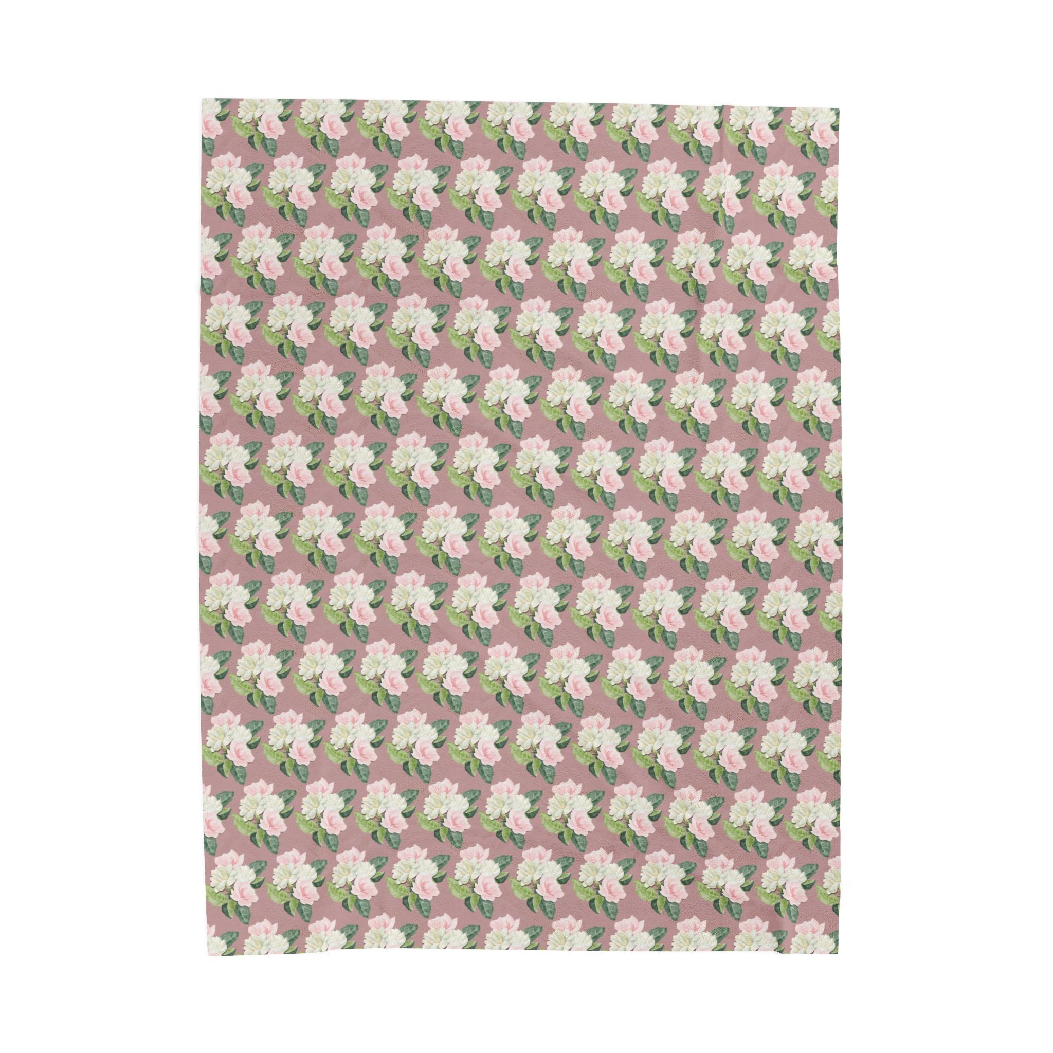 Floral Velveteen Plush Blanket — Pink Rose Pattern, Cozy Decorative Throw for Bedroom & Living Room
