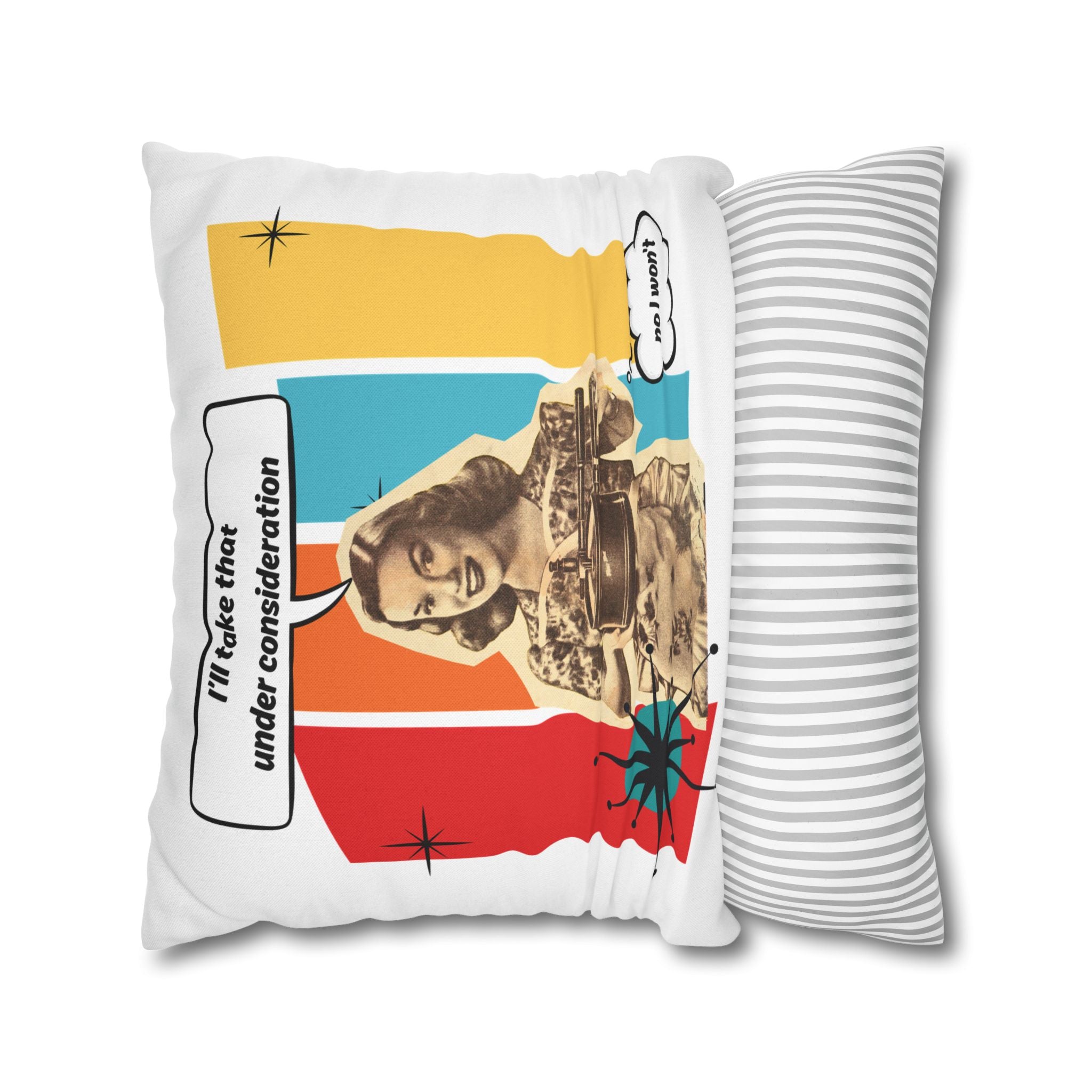 Retro Pop Art Pillow – “I’ll Take That Under Consideration” Throw Pillow