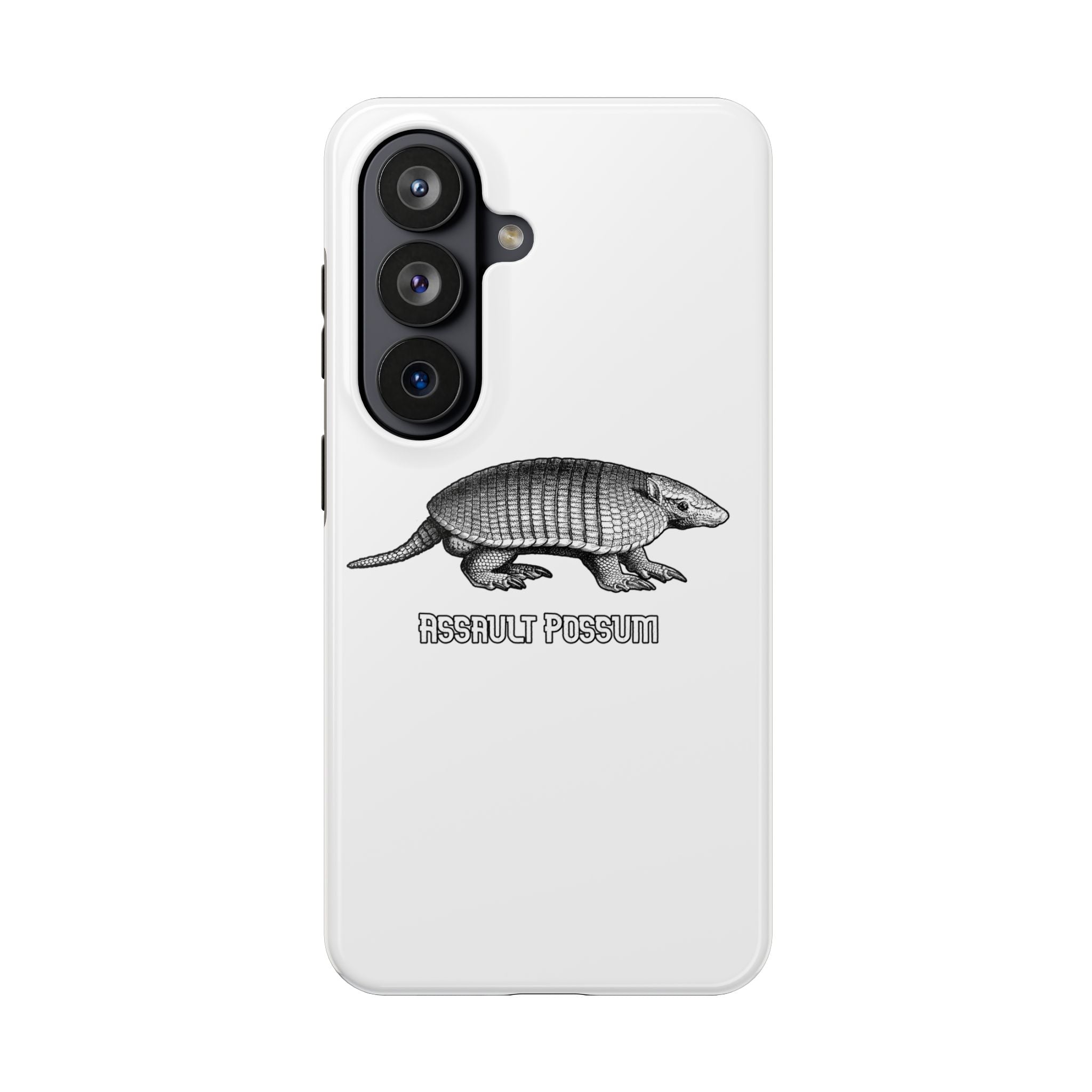 Tough Phone Case — "Assault Possum" Armadillo Graphic, Rugged Protective Phone Cover