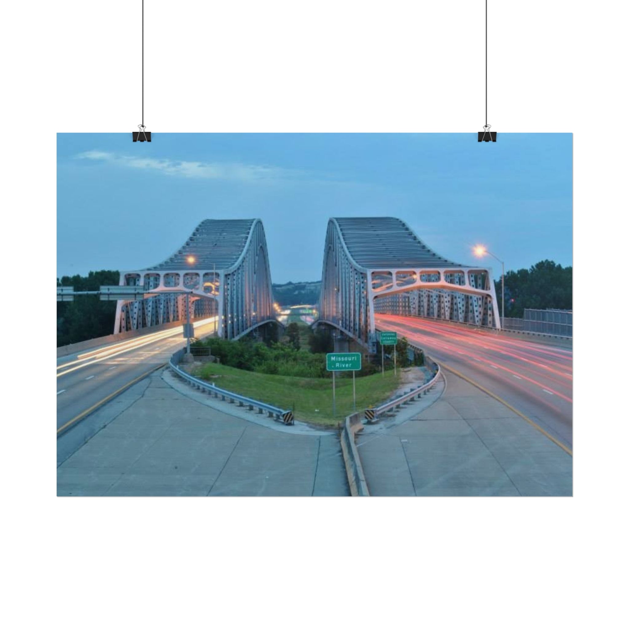 Twilight Bridge Rolled Poster — Long-Exposure Cityscape Wall Art