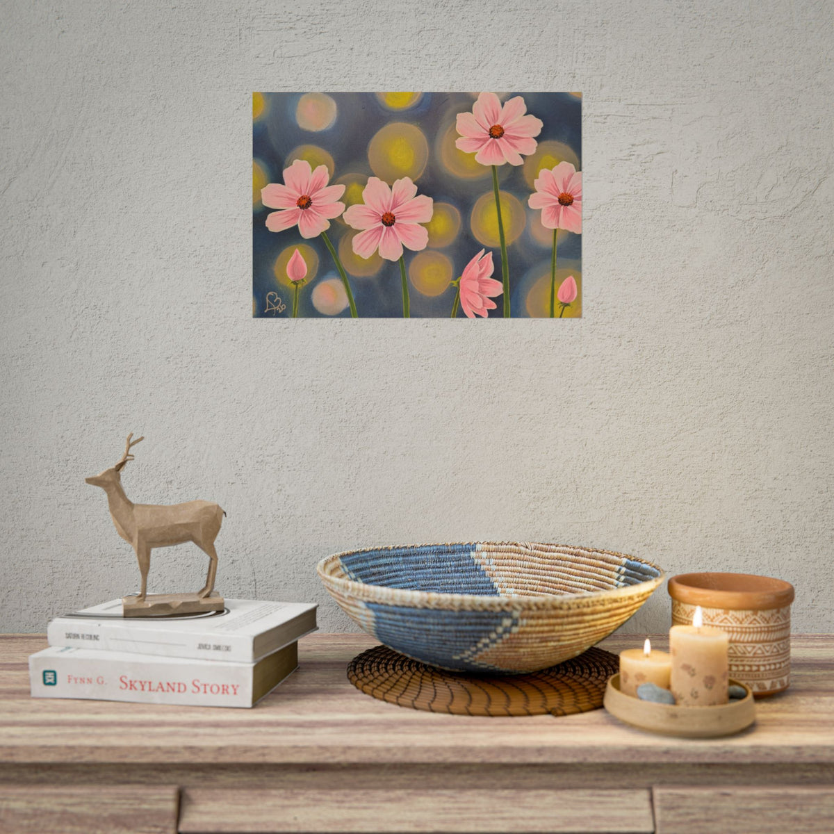 Backlit Flowers Poster — Rolled Wall Art with Bokeh Lights