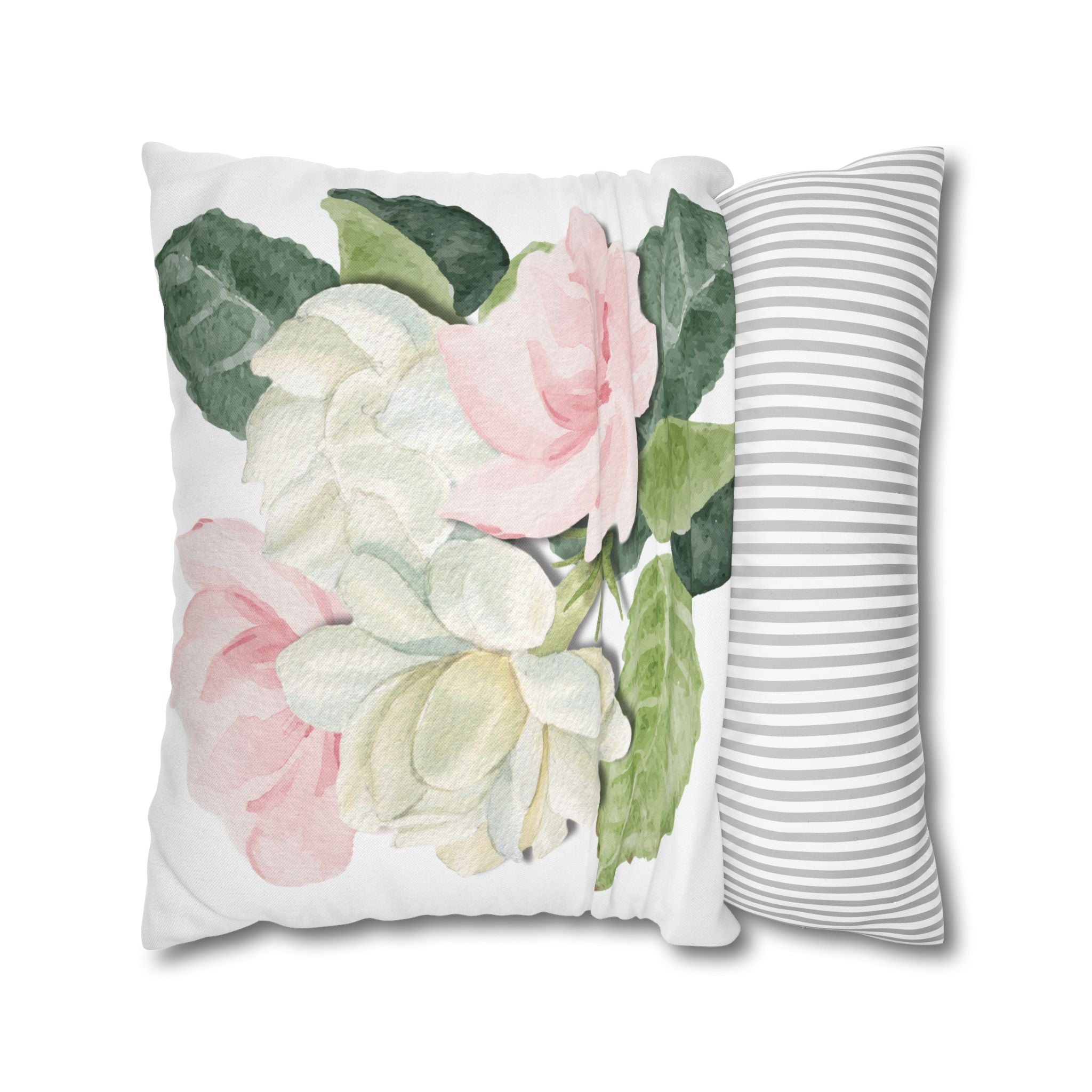 Peony Floral Garden Pillowcase — Pink & White Decorative Throw Pillowcase