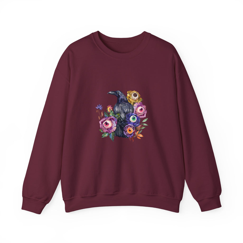 Surreal Raven & Wildflowers Crewneck Sweatshirt