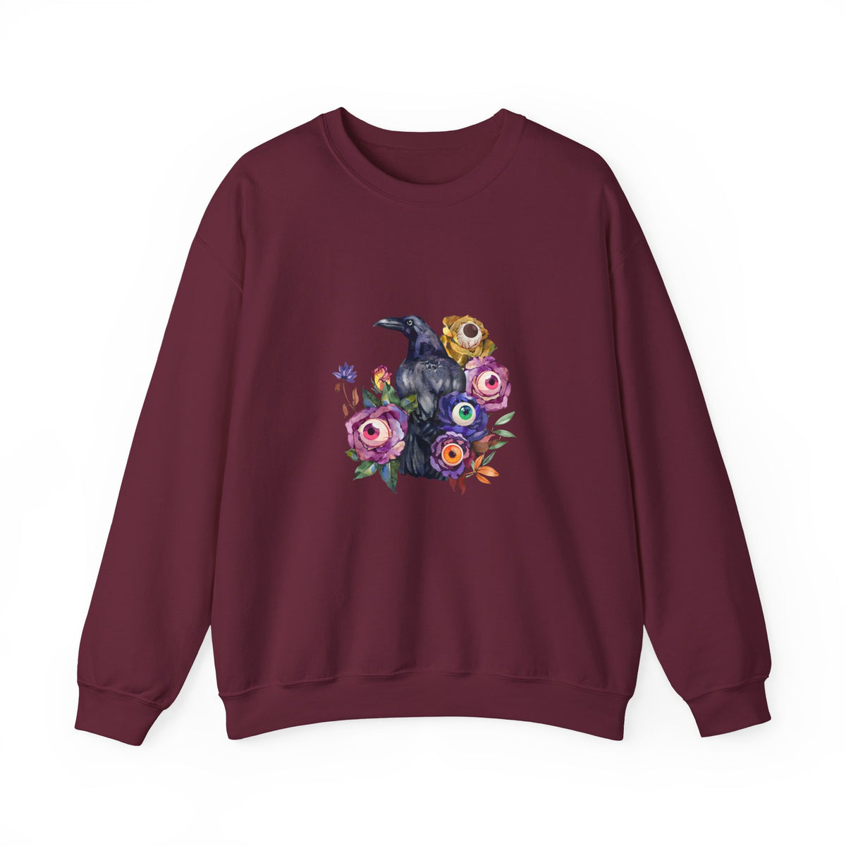Surreal Raven & Wildflowers Crewneck Sweatshirt