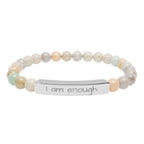 Natural Stone Stretch Bar Bracelet "I am enough"