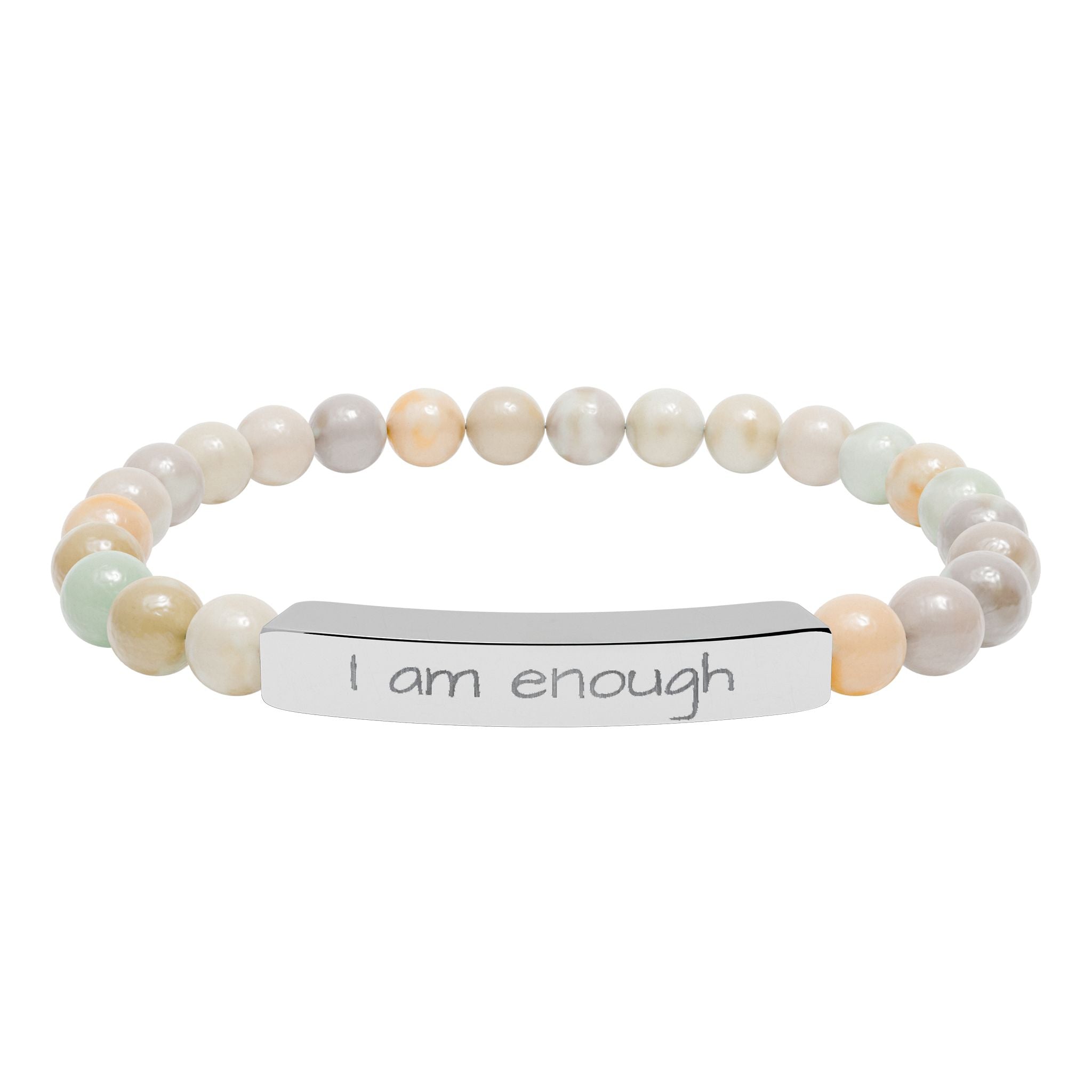 Natural Stone Stretch Bar Bracelet "I am enough"