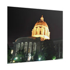 Nighttime Missouri Capitol Dome Rolled Poster — Illuminated Government Building Wall Art