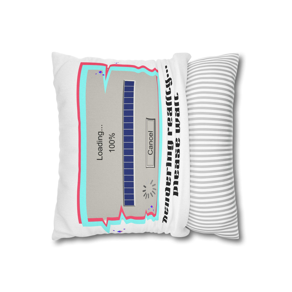 Square Pillowcase — "Rendering Reality... Please Wait" Retro Loading Bar Decorative Pillowcase