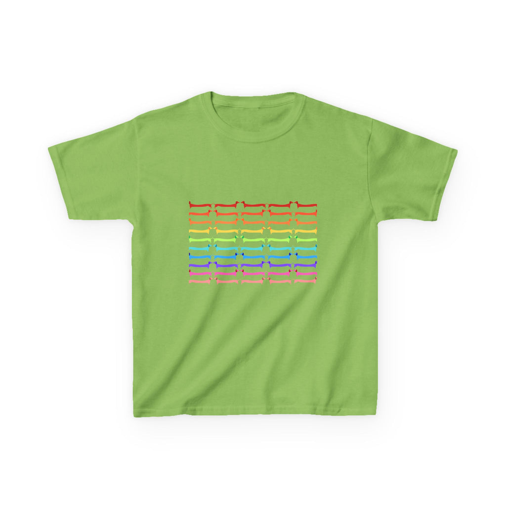 Youth Rainbow Dachshund Pattern Cute Dog Graphic Tee