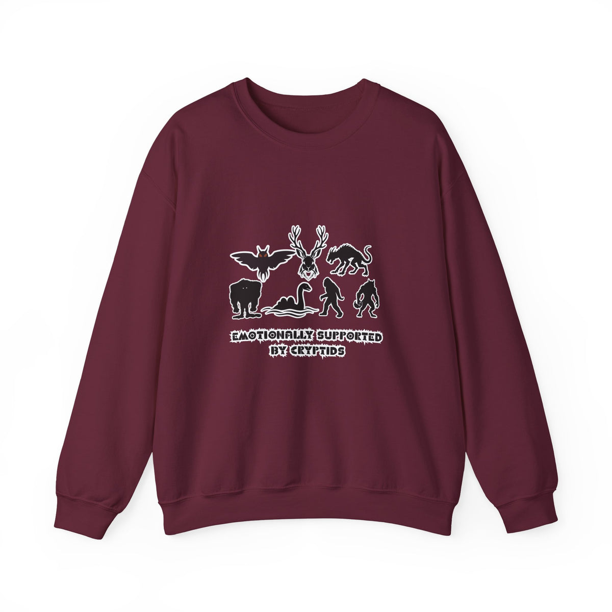 Crewneck Sweatshirt — "Emotionally Supported by Cryptids" Graphic